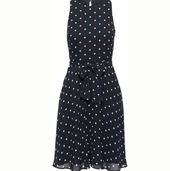 BANANA REPUBLIC Polka Dot Navy Flare Dress, Sz. 2 - Picture 2 of 8